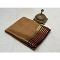 Women's Crepe Chit Pallu Solid Saree With Unstitched Blouse 5.5Mtr闁?Beige)