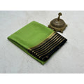 Women's Crepe Chit Pallu Solid Saree With Unstitched Blouse 5.5Mtr闁?Green)
