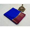 Women's Crepe Chit Pallu Solid Saree With Unstitched Blouse 5.5Mtr闁?Navy Blue)
