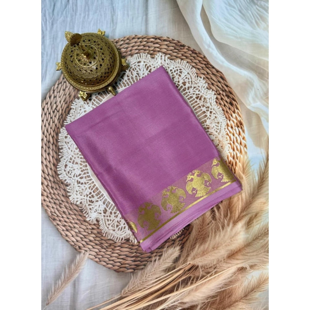 Women's Crepe Chit Pallu Solid Saree With Unstitched Blouse 5.5Mtr闁?Pink)