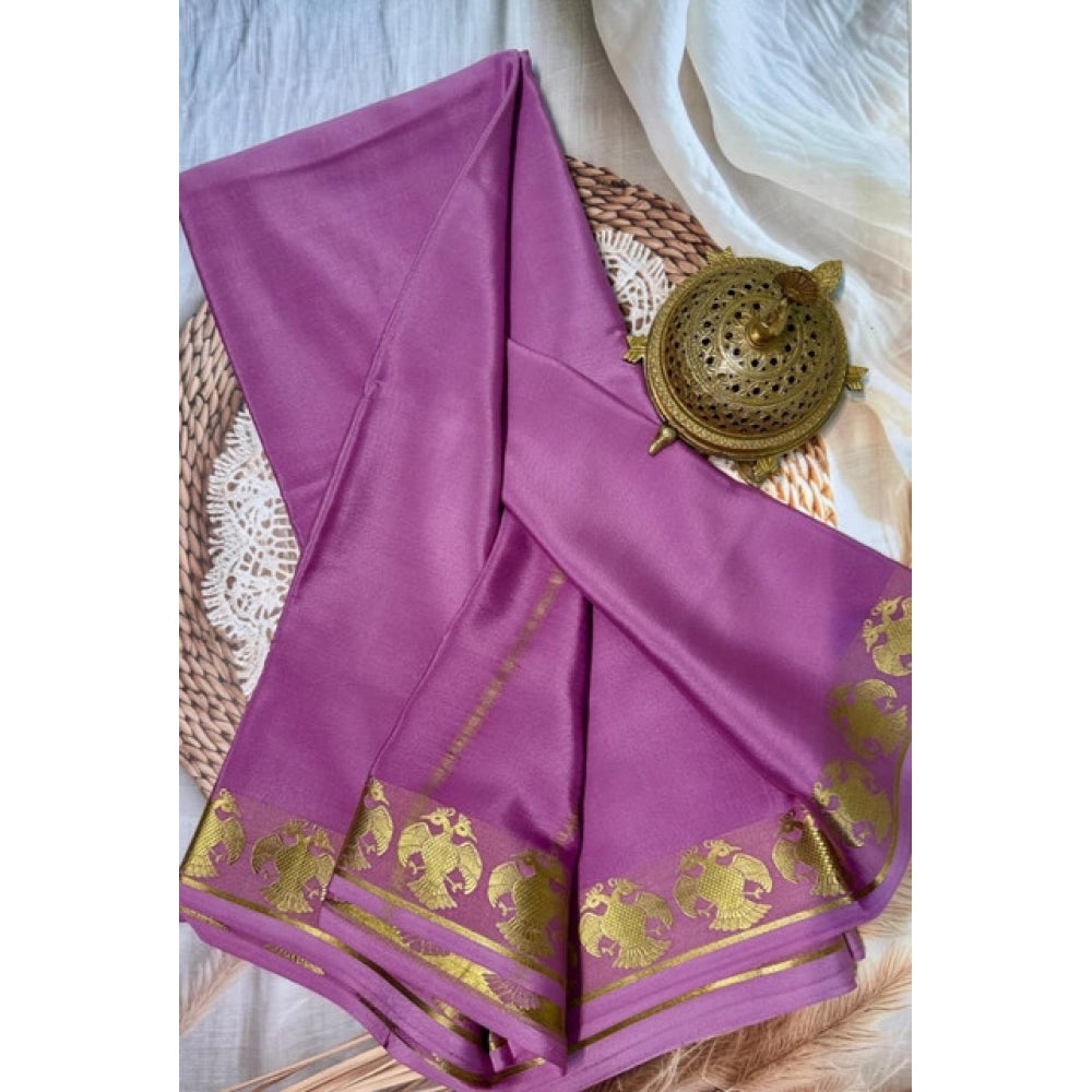 Women's Crepe Chit Pallu Solid Saree With Unstitched Blouse 5.5Mtr闁?Pink)
