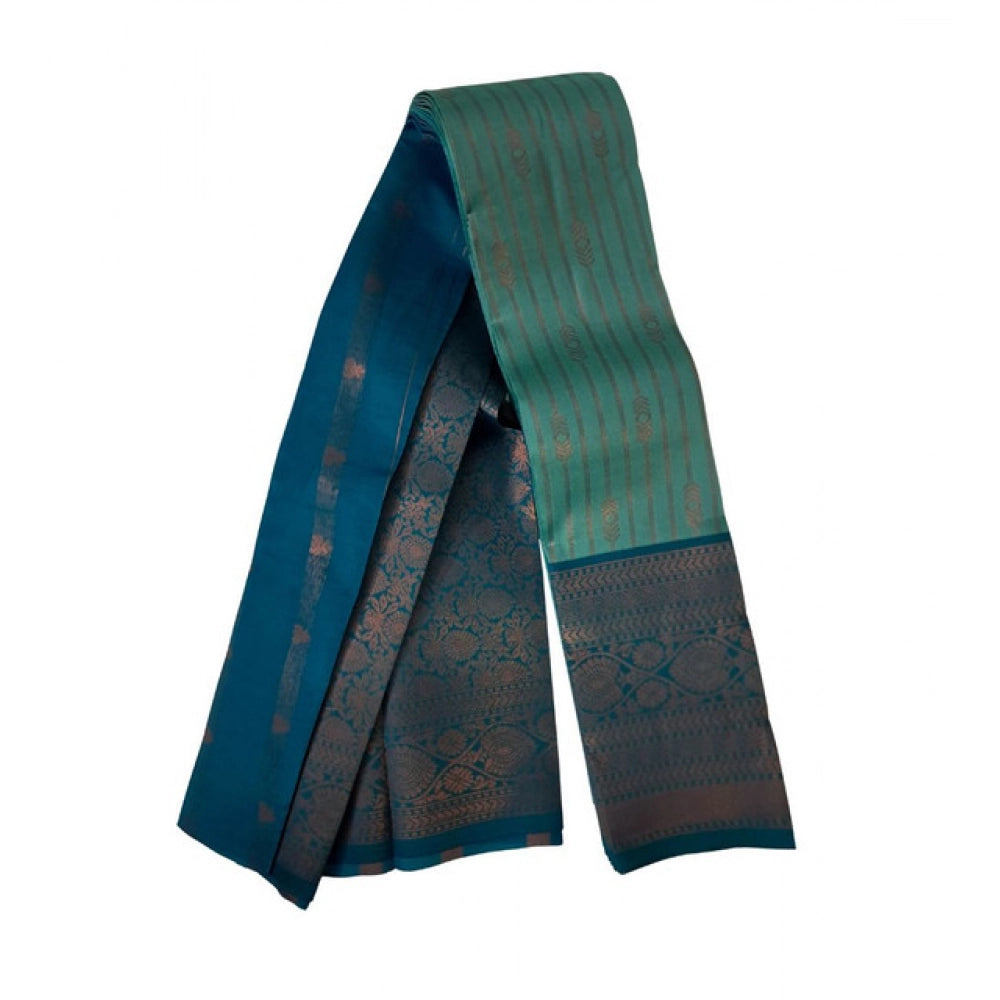 Women's Soft Silk闁艰京绁筼oven Saree With Unstitched Blouse 5.5Mtr (Dark Pista)