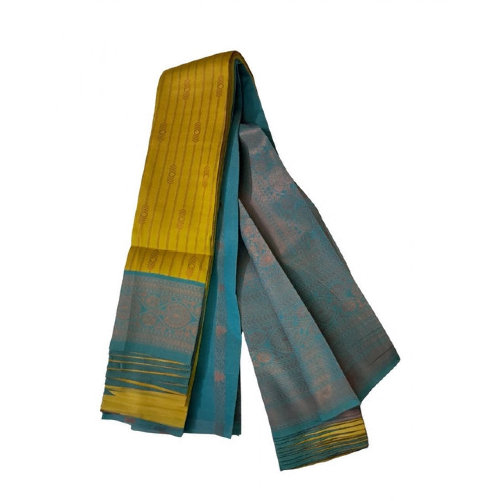 Women's Soft Silk闁艰京绁筼oven Saree With Unstitched Blouse 5.5Mtr (Musterd Yellow)