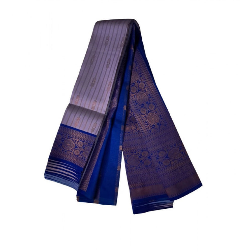 Women's Soft Silk闁艰京绁筼oven Saree With Unstitched Blouse 5.5Mtr (Dark Lavender)