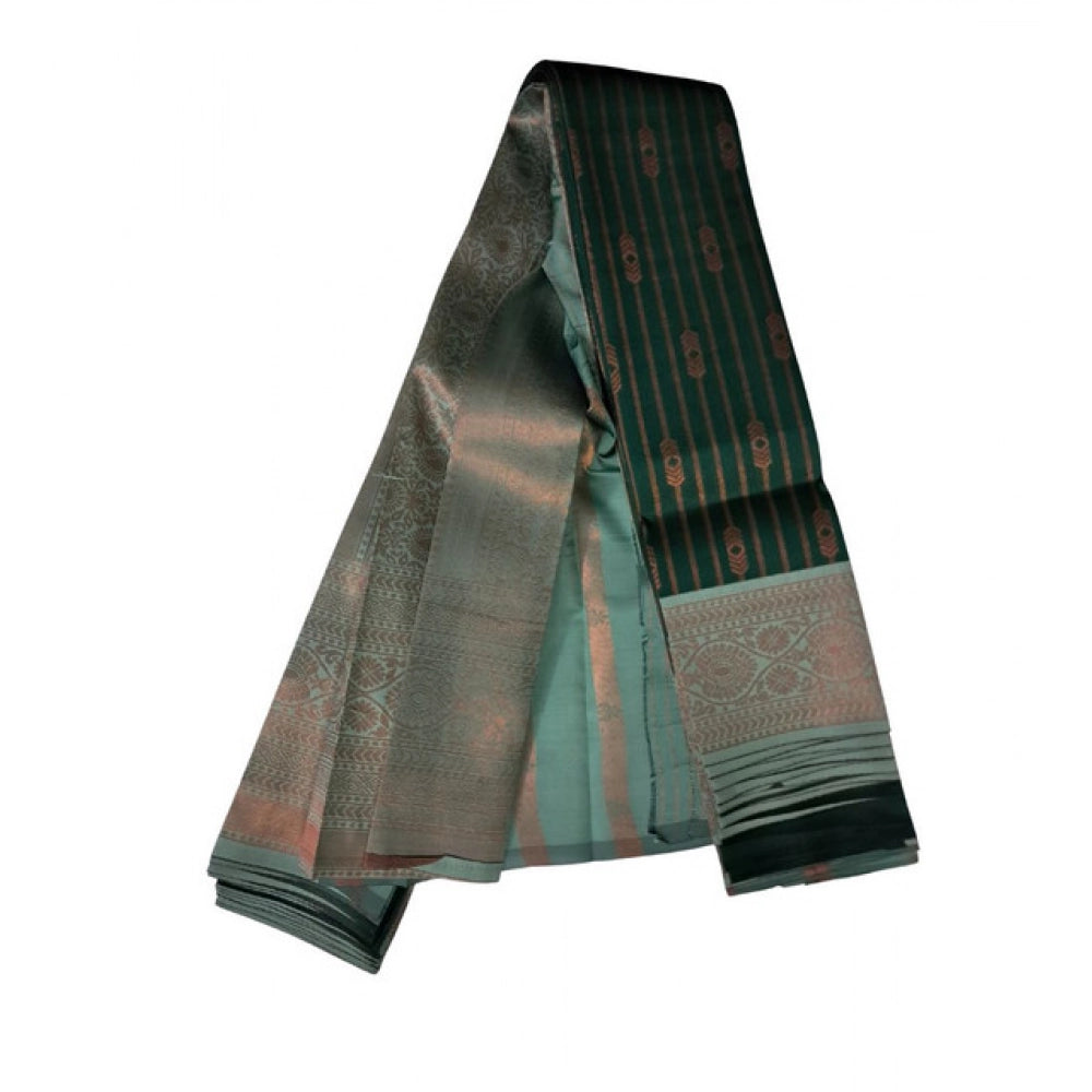 Women's Soft Silk闁艰京绁筼oven Saree With Unstitched Blouse 5.5Mtr (Green)