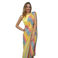Women's Linen Printed Saree With Unstitched Blouse 5.5Mtr闁?Multicolor)