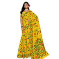 Women's Georgette Printed Saree With Unstitched Blouse 5.5Mtr闁?Yellow)