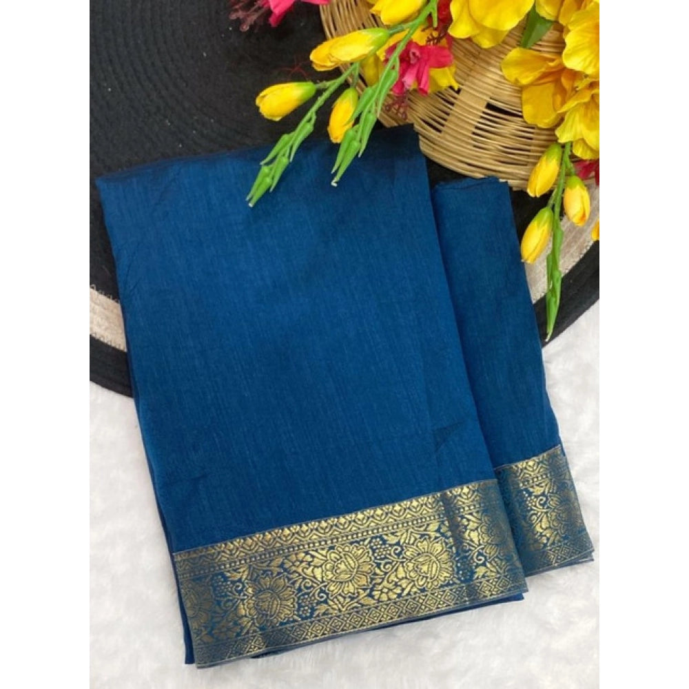 Women's Vichitra Silk Printed Saree With Unstitched Blouse 5.5Mtr闁?Rama)