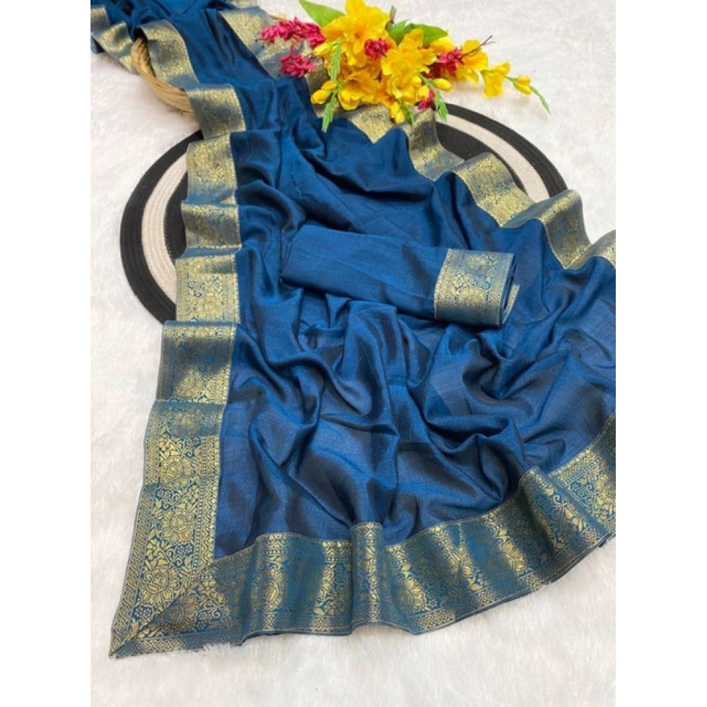 Women's Vichitra Silk Printed Saree With Unstitched Blouse 5.5Mtr闁?Rama)