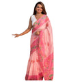Women's Linen Printed Saree With Unstitched Blouse 5.5Mtr闁?Pink)