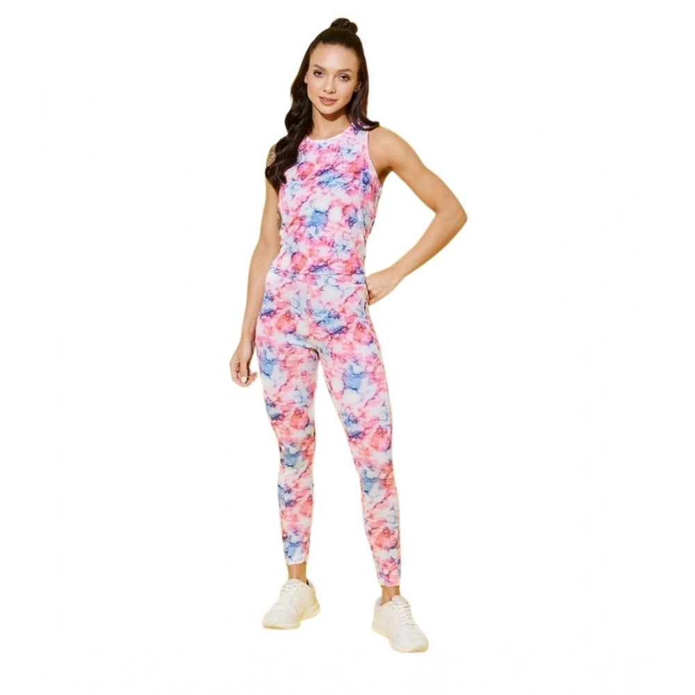 HD Women's Polyester Lycra Printed Sleeveless Active Wear (Multicolor)