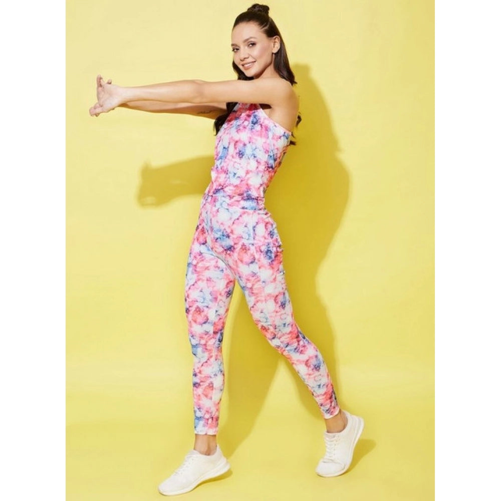 HD Women's Polyester Lycra Printed Sleeveless Active Wear (Multicolor)