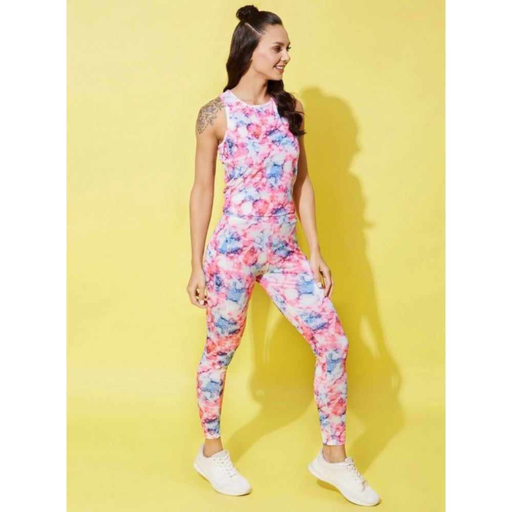 HD Women's Polyester Lycra Printed Sleeveless Active Wear (Multicolor)
