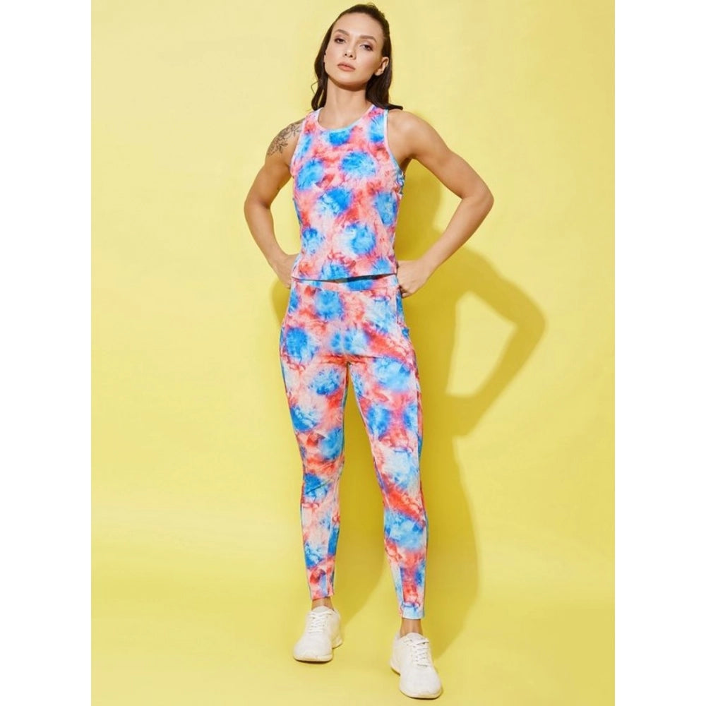 HD Women's Polyester Lycra Printed Sleeveless Active Wear (Multicolor)