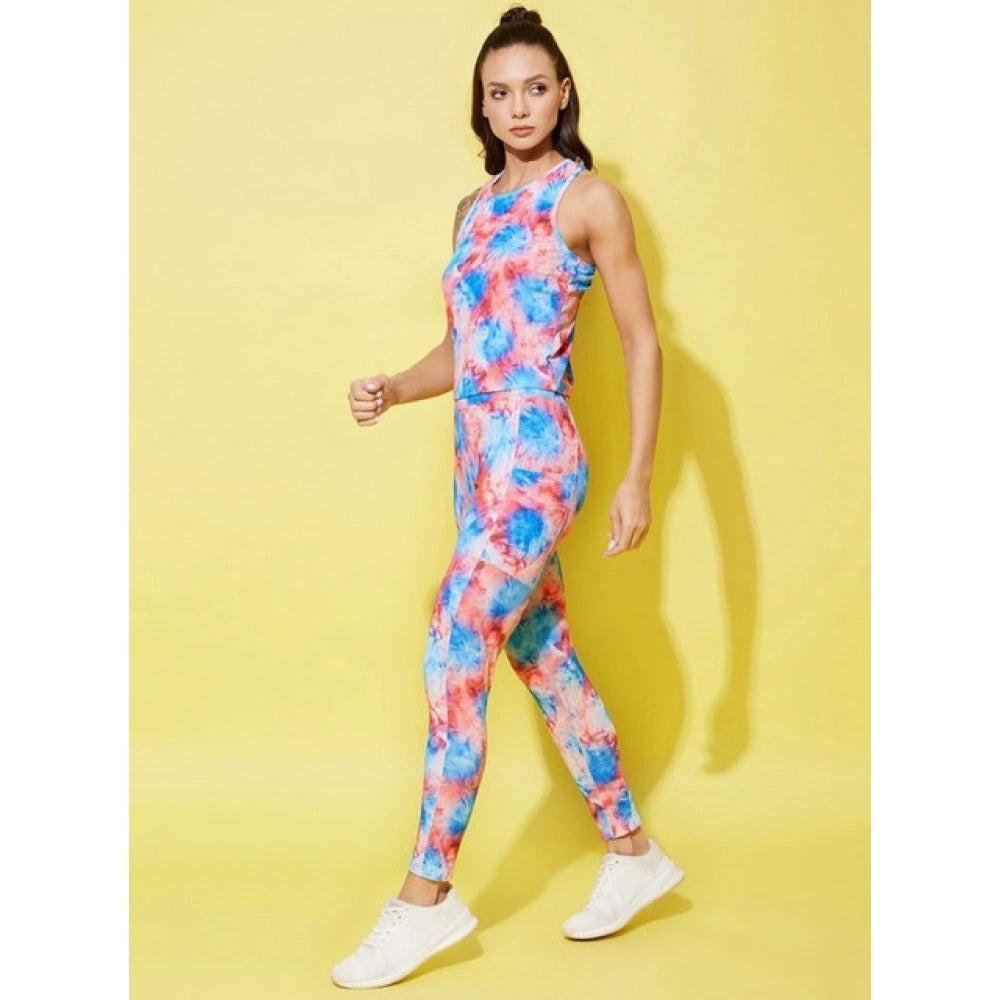 HD Women's Polyester Lycra Printed Sleeveless Active Wear (Multicolor)