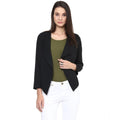 HD Women's Polyester Solid Long Sleeves Blazer (Black)