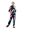 HD Women's Satin Colour Block Long Sleeves Co-Ord Set (Multicolor)
