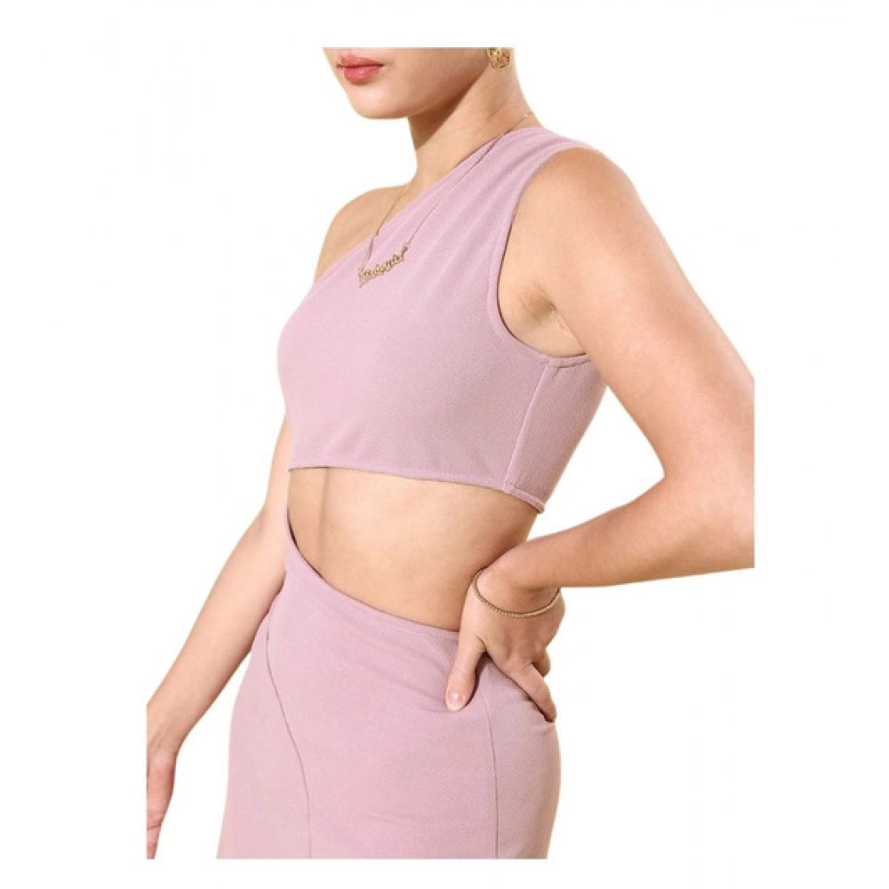 HD Women's Polyester Lycra Solid Sleeveless Dress (Lavender)