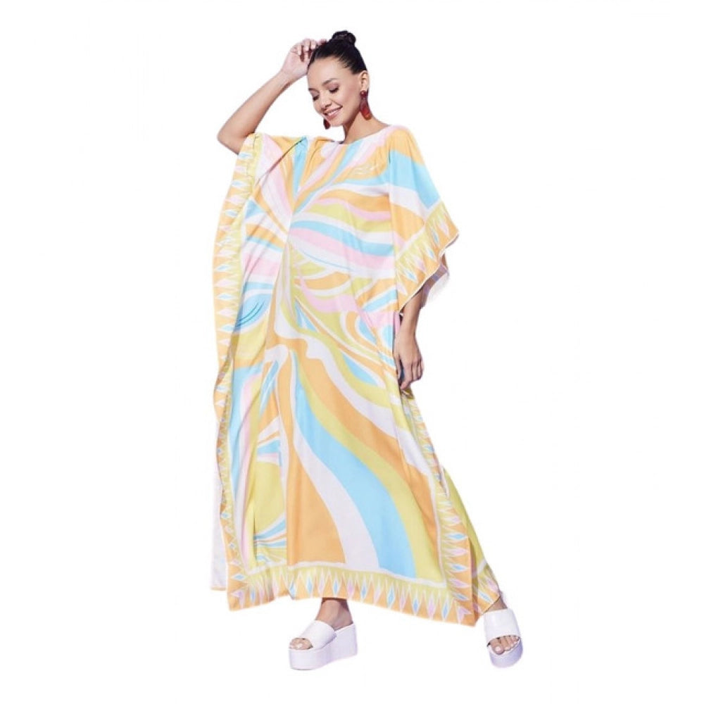 HD Women's Satin Colour Blocking Kaftan Dress (Multicolor)