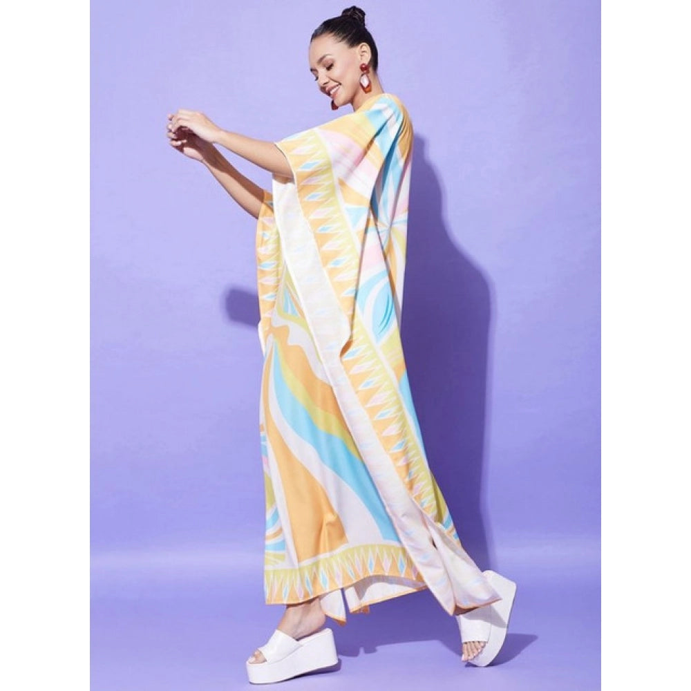 HD Women's Satin Colour Blocking Kaftan Dress (Multicolor)