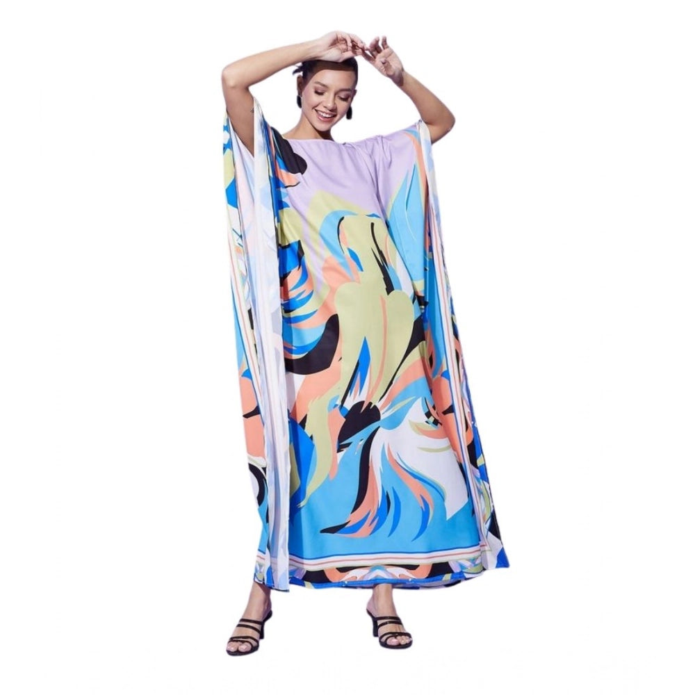 HD Women's Satin Colour Blocking Kaftan Dress (Multicolor)