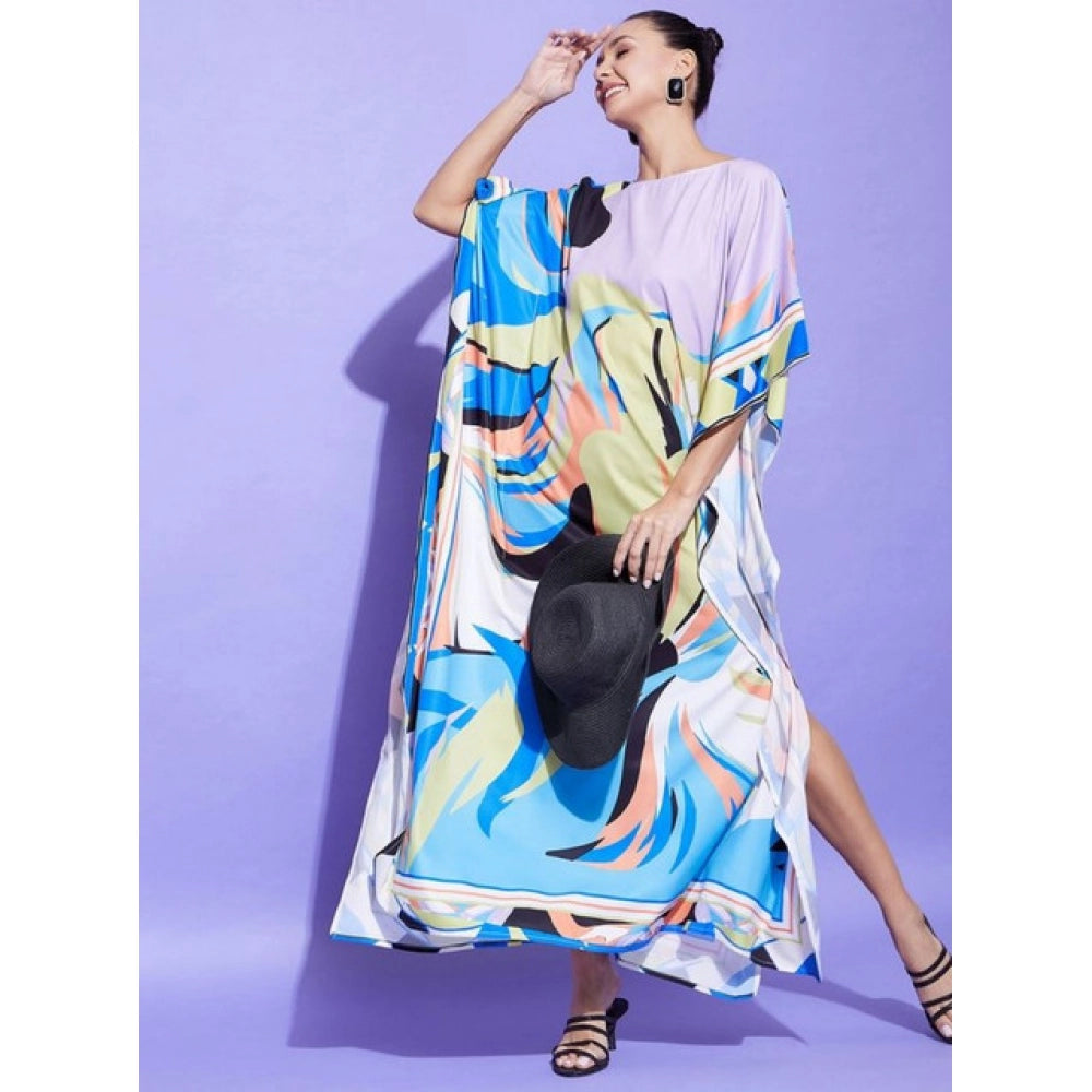 HD Women's Satin Colour Blocking Kaftan Dress (Multicolor)
