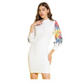 HD Women's Polyester Lycra Printed Long Sleeve Dress (Multicolor)