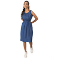 HD Women's Denim Solid Sleeveless Dress (Blue)