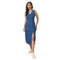 HD Women's Denim Solid Sleeveless Dress (Blue)
