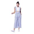 HD Women's Cotton Pinafore Shoulder Straps Jumpsuit (Light Blue)