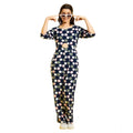 HD Girl's Cotton Polka 3-4th Sleeve Jumpsuit (Multicolor)