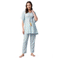 HD Women's Rayon Floral Kaftan Sleeve Kaftan Sets (Light Blue)