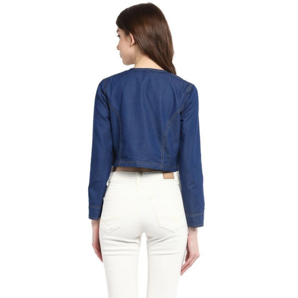HD Women's Denim Embellished Long Sleeves Shrug (Blue)