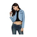 HD Women's Denim Solid 3-4th Sleeves Shrug (Blue)