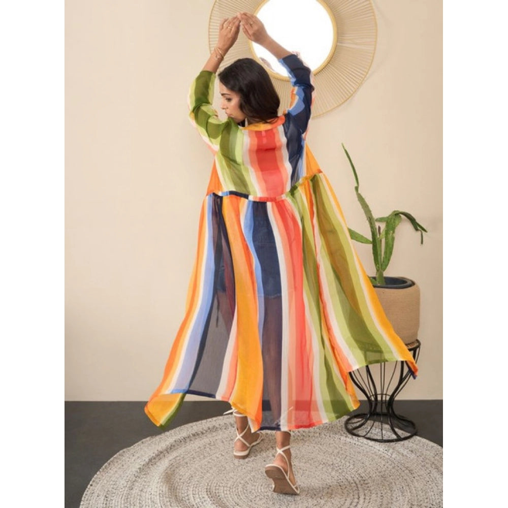 HD Women's Polyester Crepe Printed Long Sleeves Shrug (Multicolor)