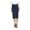 HD Women's Denim Front Button Buttoned Skirt (Blue)