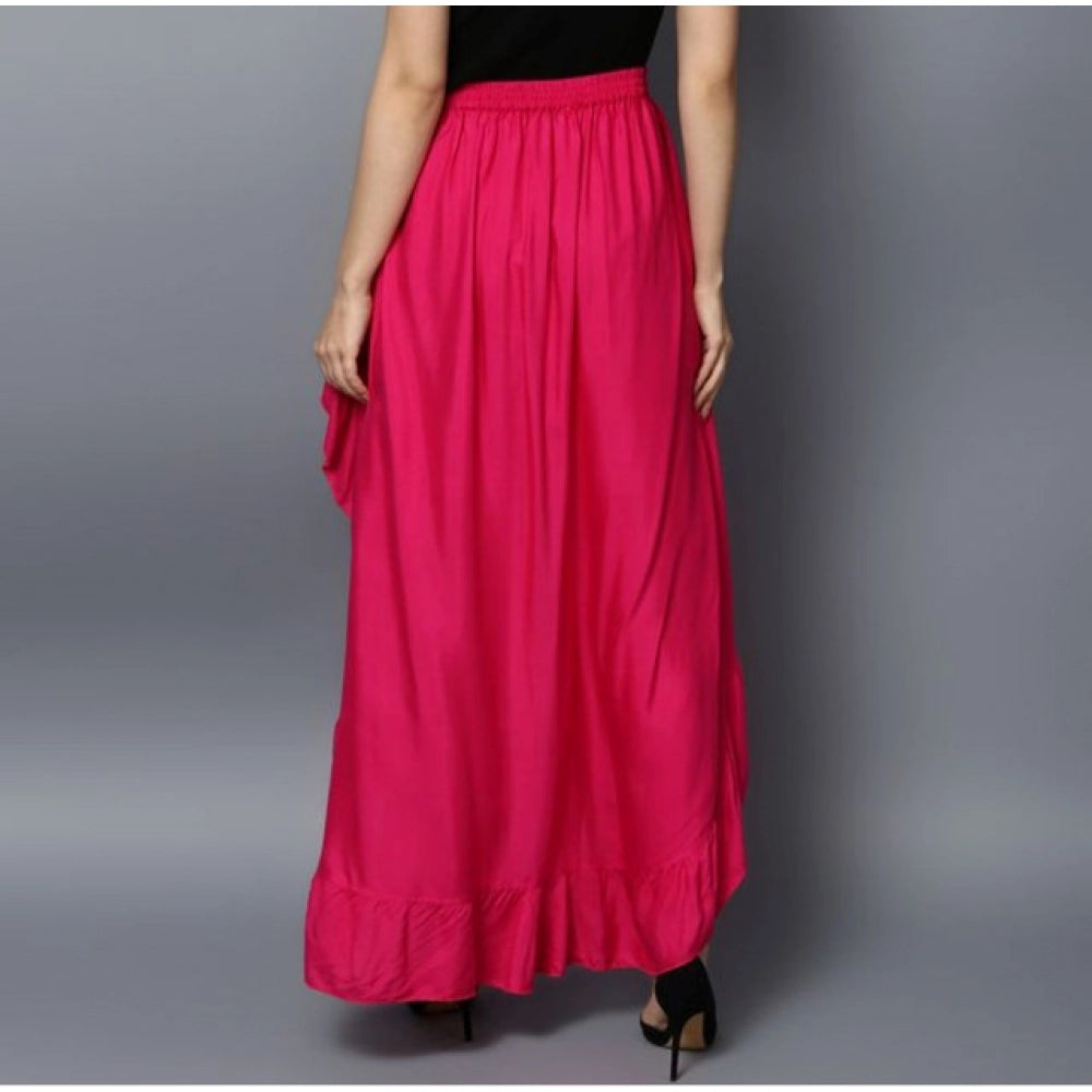 HD Women's Rayon Ruffled Elasticated Skirt (Pink)