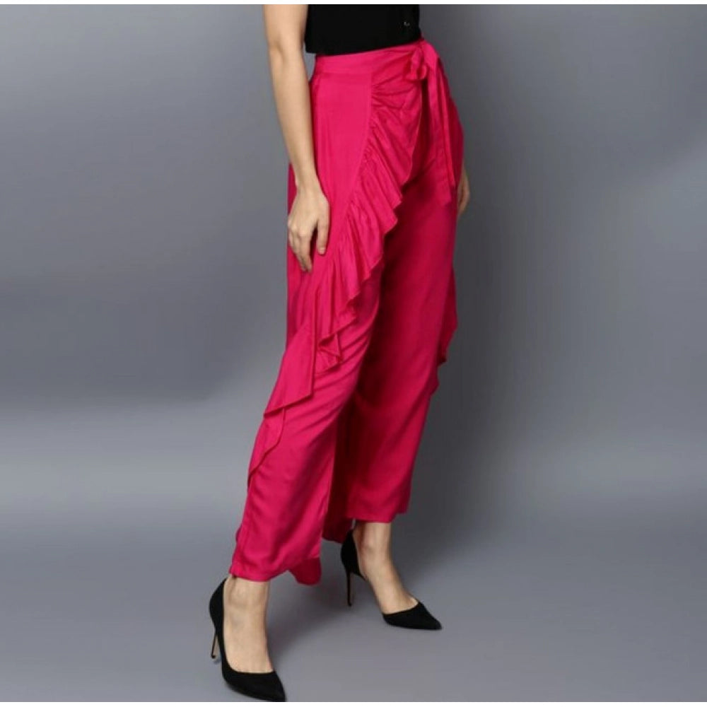 HD Women's Rayon Ruffled Elasticated Skirt (Pink)