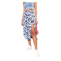 HD Women's Polyester Floral Side Zip Skirt (Blue - White)
