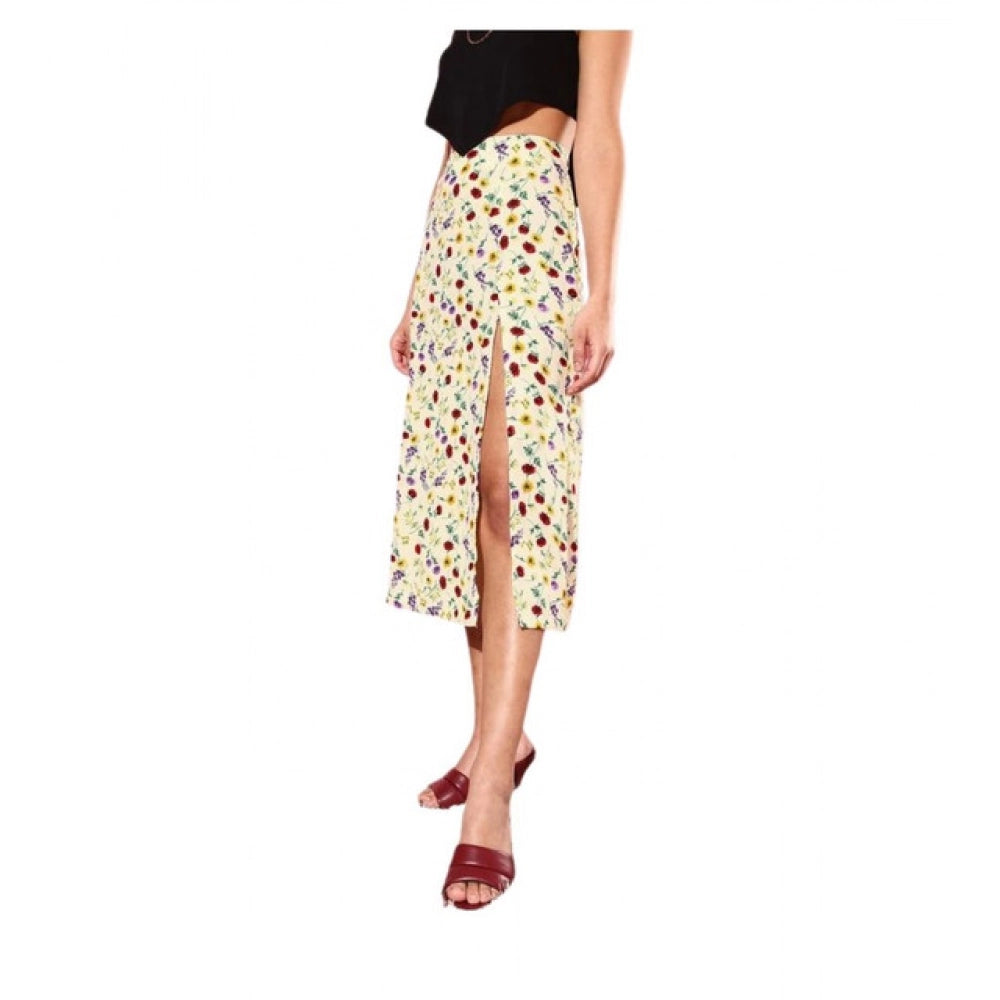 HD Women's Polyester Floral Side Zip Skirt (Multicolor)