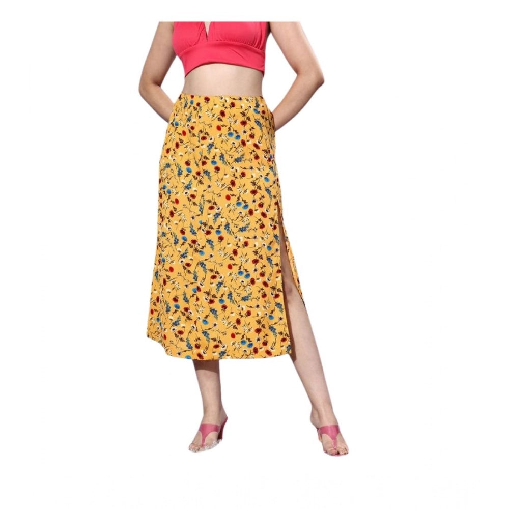 HD Women's Polyester Floral Side Zip Skirt (Multicolor)