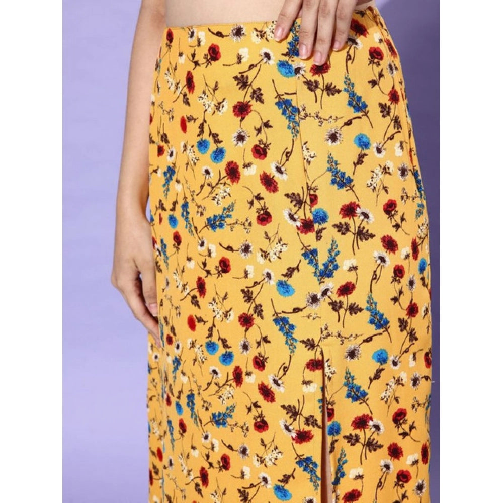 HD Women's Polyester Floral Side Zip Skirt (Multicolor)
