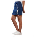 HD Women's Denim Lycra Solid Button Skirt (Blue)