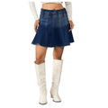 HD Women's Denim Washed Buttoned Skirt (Blue)