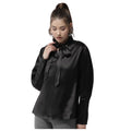 HD Women's Polyester Solid Long Sleeves Top (Black)