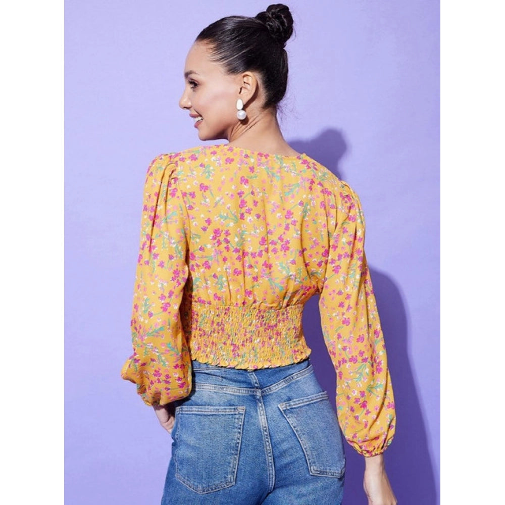HD Women's Polyester Floral Long Sleeves Top (Multicolor)