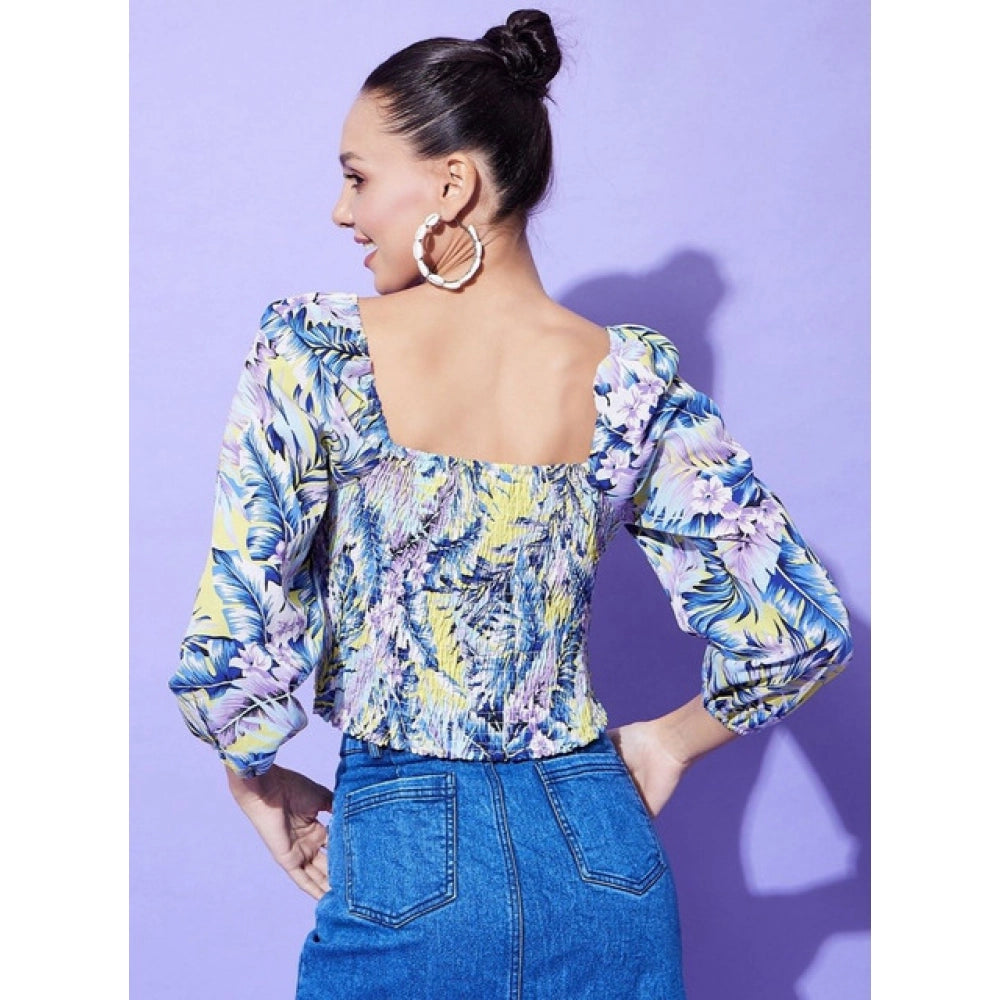 HD Women's Polyester Floral Long Sleeves Top (Multicolor)