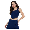 HD Women's Denim Lycra Solid Sleeveless Top (Blue)