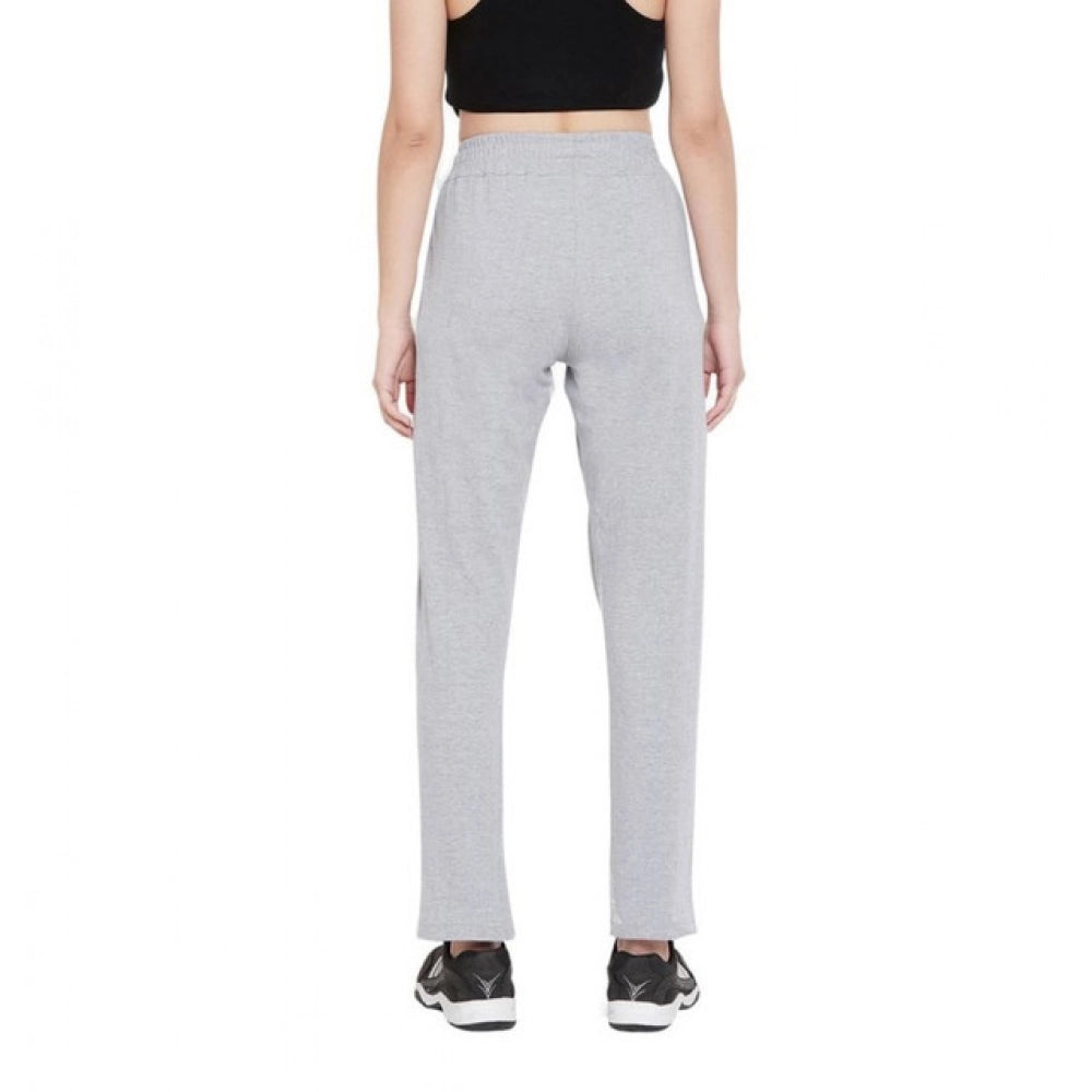 HD Women's Cotton Solid Elasticated Track Pants (Light Grey)