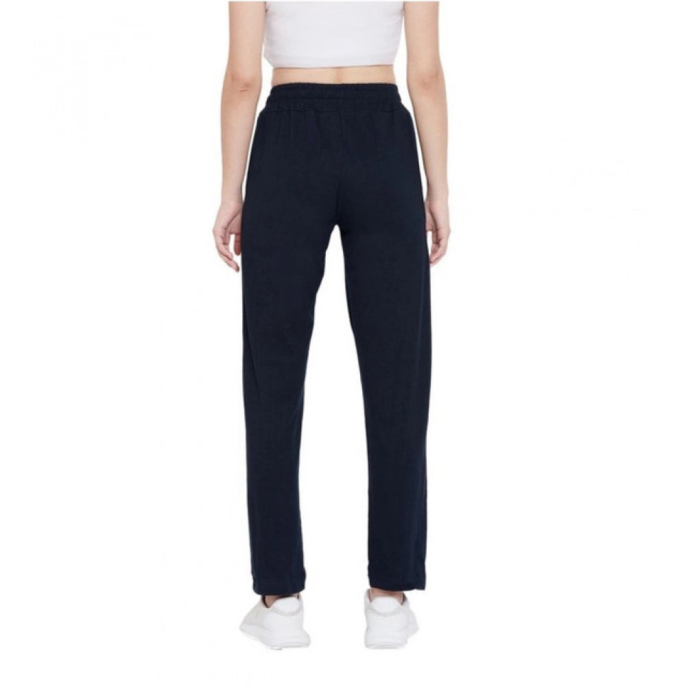 HD Women's Cotton Solid Elasticated Track Pants (Navy)